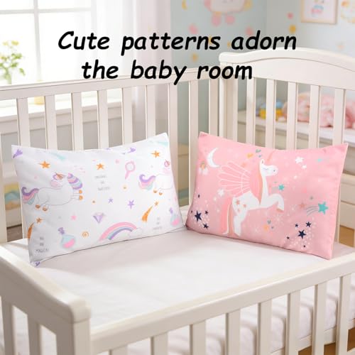 UOMNY Unicorn Toddler Pillowcase 2-Pack - Soft 13x18 Envelope Closure