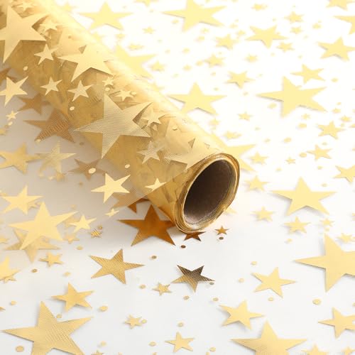 Gold Star Table Runner 16 Ft - Elegant Party & Wedding Table Decor