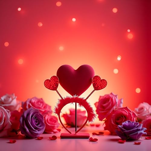 Red Sequin Heart Headband Valentine Day Love Hair Bopper Accessory