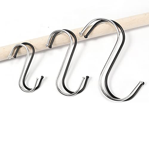 Lansonee 10-Piece Stainless Steel S-Shaped Hooks for Kitchen and Bathroom Storage, Large Size
