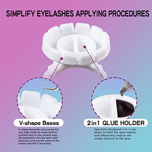 Dimsem Eyelash Extension Glue Rings 100 PCS Adjustable Lash Holders