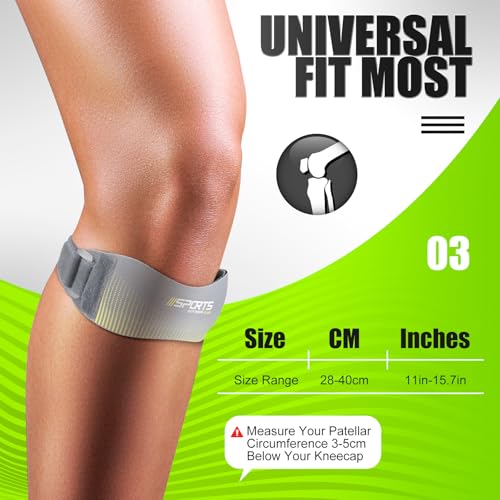2 Pcs Silicone Patellar Tendon Support Strap Ergonomic Pad for Patellar Tendon Support Adjustable Non-slip Patella Band Stabilizer Knee Brace for Jumpers Knee Tendonitis Ball Sports