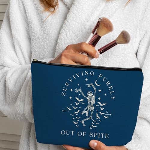 Gothic Skeleton Makeup Bag Waterproof Canvas Cosmetic Pouch