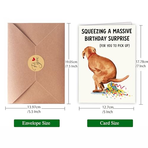Hqulpr Funny Farting Dog Birthday Card - Squeezing Design (7x5in)