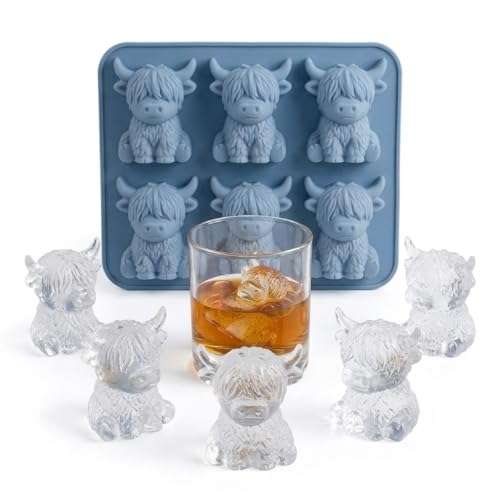 Highland Cow Ice Cube Mold – 6-Cavity Silicone Tray for Drinks