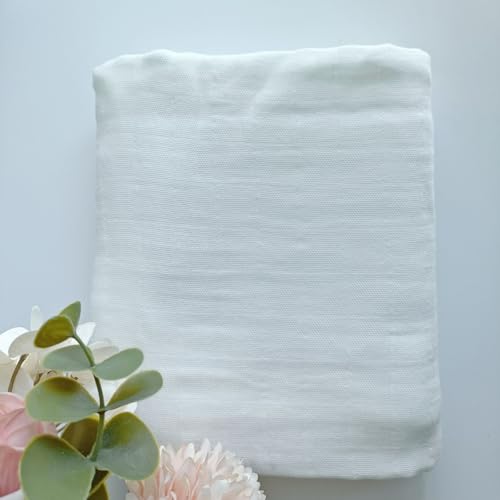 DEZIGKA Muslin Newborn Swaddle Blanket, Soft Cotton Wrap - White