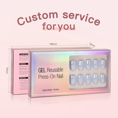 White Gradient Press on Nails Short Square False Nails with Silver Glitter