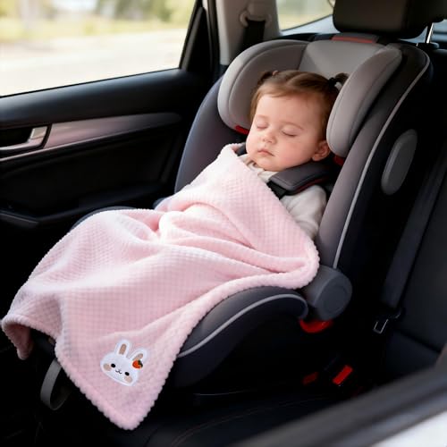 CREVENT 30x40 Fluffy Bunny Baby Blanket - Soft Pink Infant Bedding