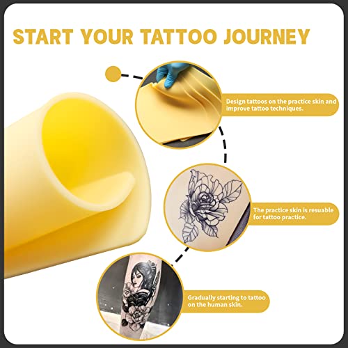 Padieoe 3mm Thick Tattoo Practice Skin Sheets with Templates - 4 Pack