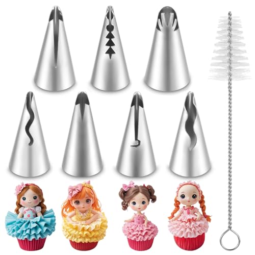 7-Piece Stainless Steel Piping Tips Set for Cake Decorating