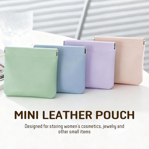 Leather Organizer Pouch 4PCS Waterproof Self-Closing Mini Cosmetic Bag