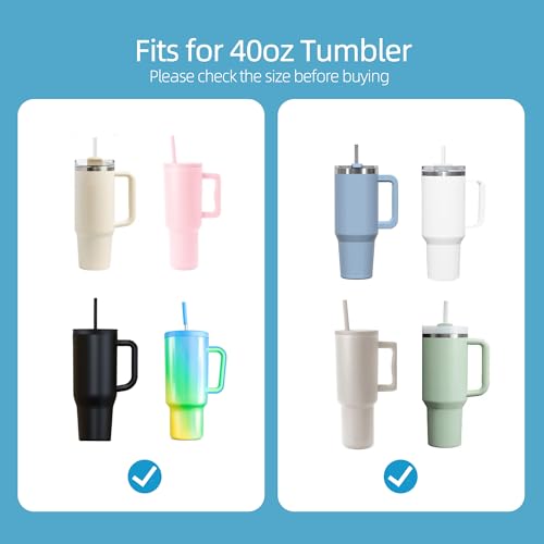 JINRICH 6-Pack Reusable Stainless Steel Straws for 40oz Stanley Tumblers