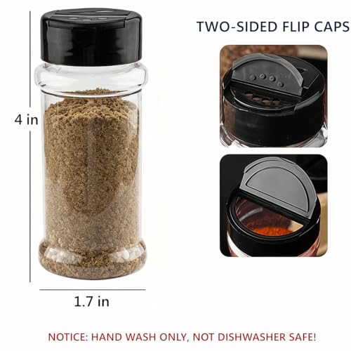 TUZAZO 3 Oz Plastic Spice Jars Set of 6 Airtight Seasoning Containers with Flip Top Lids