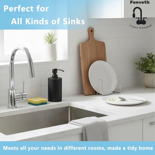 Fonveth Black 13.5oz Soap Dispenser with Stainless Steel Pump - Countertop Bathroom & Kitchen