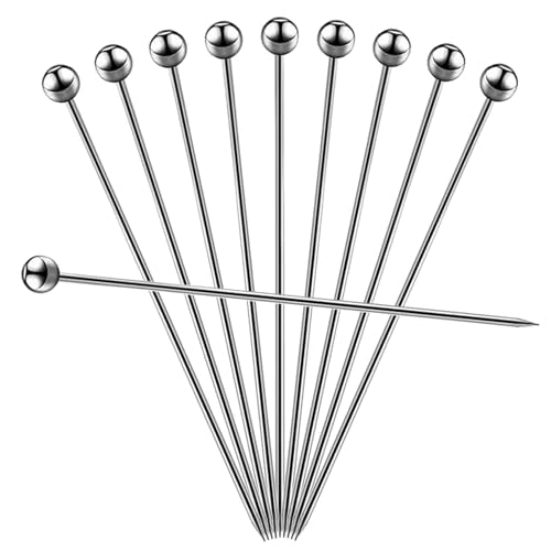 Stainless Steel Cocktail Picks - 10 Pcs Reusable Skewers for Drinks