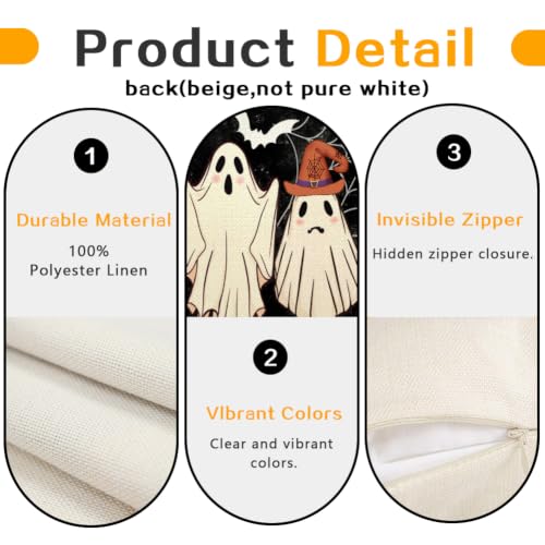 Halloween Ghost Pillow Cover 12x20 | Jack O'Lantern Lumbar Cushion