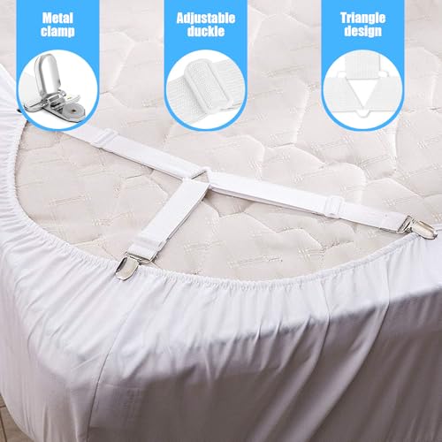Adjustable Bed Sheet Holder Straps - 8 Pcs Non-Slip Fitted Sheet Clips