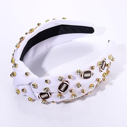 Football Headband for Women Rhinestone Jeweled Game Day Hair Accessory
