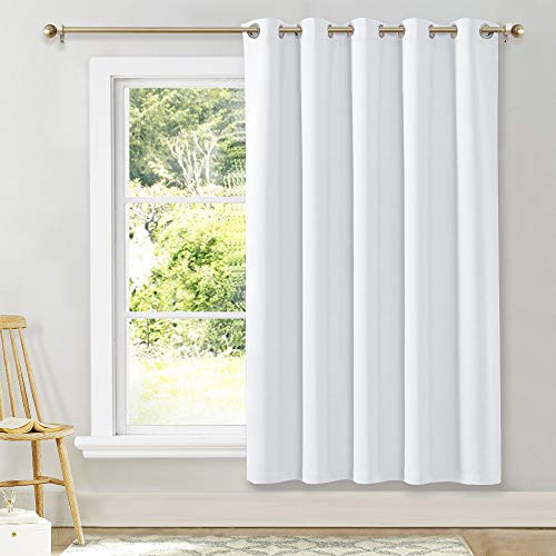 NICETOWN Extra Wide Sliding Door Curtain, 70"W x 72"L, Pure White Grommet