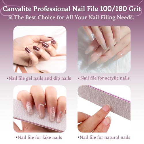 HeeYaa 12-Piece Professional 100/180 Grit Washable Nail Files and Emery Boards