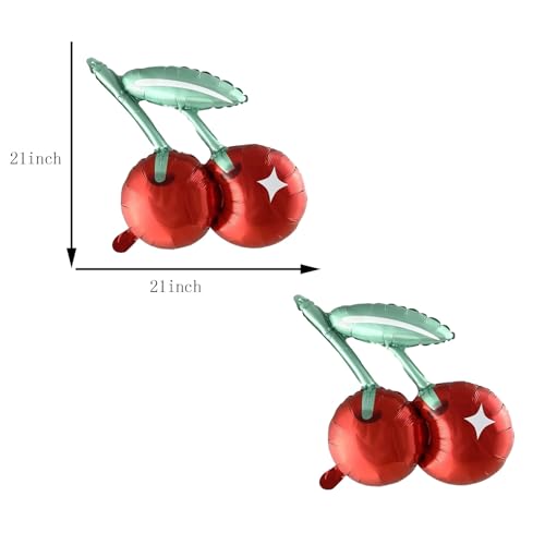20 Inch Cherry Foil Balloons - 8 Pack for Summer Parties