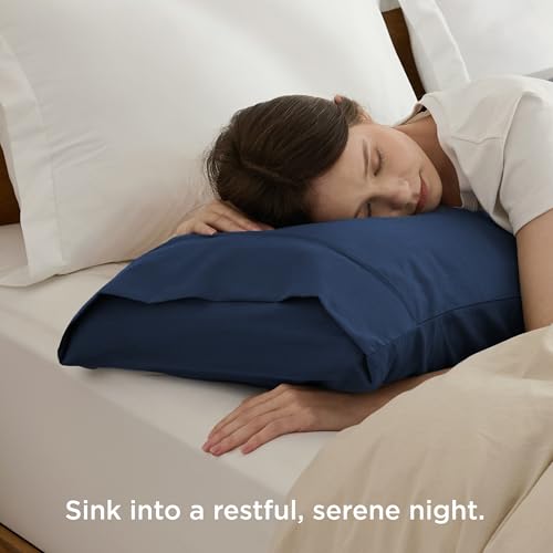 Bedsure Queen Pillow Cases Set of 4 - Navy Brushed Microfiber
