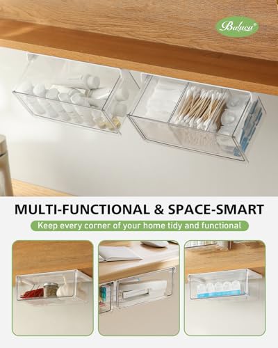 BALUCA Clear Stackable Storage Drawer – 33° Angled Acrylic Makeup Organizer for Vanity & Kitchen