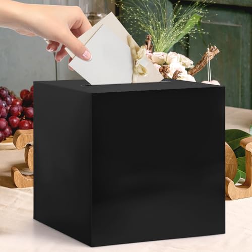 Black Card Box for Weddings & Events - 10x10x10 Inch Gift Holder