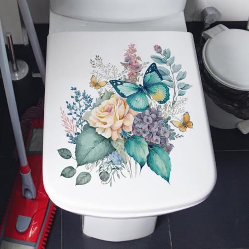 Peony Butterflies Toilet Seat Decals - Waterproof & Self-Adhesive