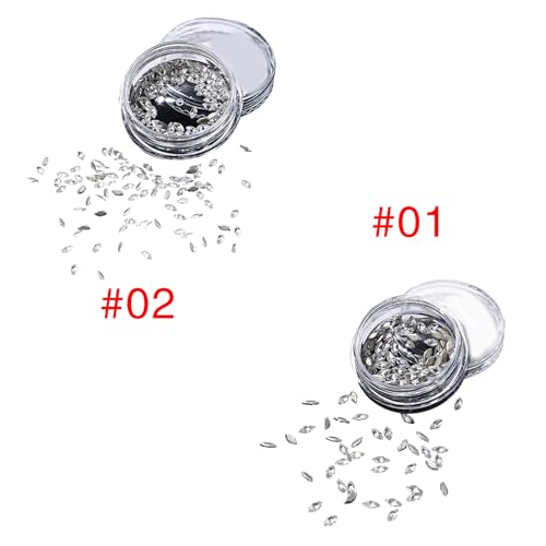 HEYZAKKA 50Pcs Mixed Zircon Crystal Nail Rhinestones Flatback 3D Gems