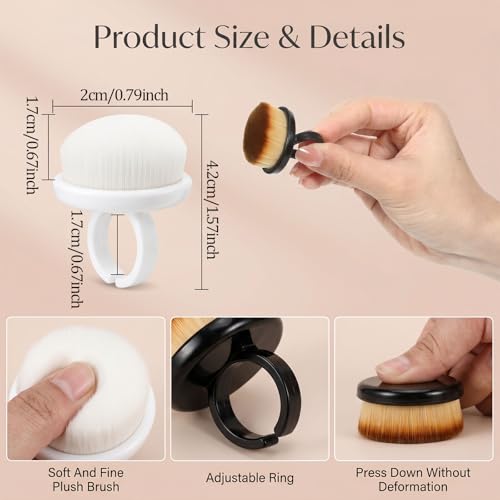 Macuezu 4 Pcs Wearable Ring Nail Dust Remover Brush - Soft Nylon Bristle Manicure Tool