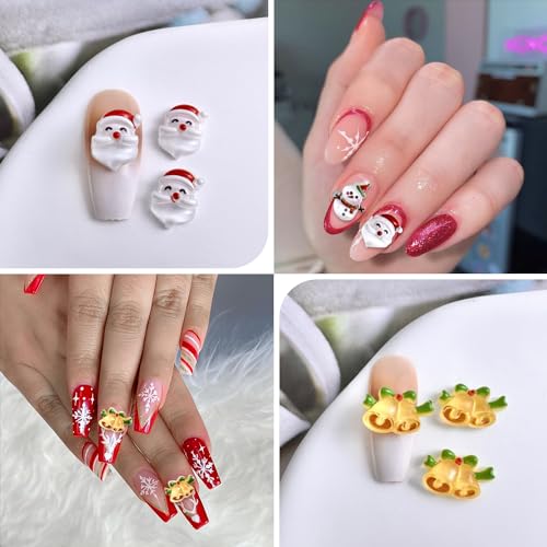 100-Piece 3D Christmas Nail Charms Resin Holiday Nail Art Gems Kit