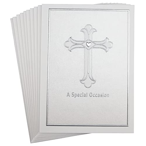 Iconikal 20-Pack Baptism & Christening Invitations with Silver Cross