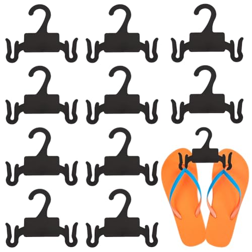 10Pcs Black Plastic Sandal Hangers - Durable Shoe Hooks for Flip Flops