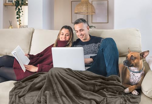 Utopia Bedding Ultra Soft Flannel Fleece Blanket - King Size, Brown