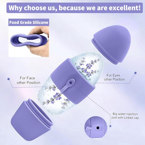 Luckyrao Silicone Ice Roller for Face and Eye Massage, Purple Reusable Facial Ice Mold
