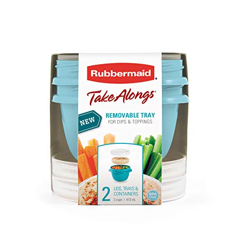 Rubbermaid TakeAlongs 2-Cup Snack Food Storage Container with Divided Tray - 2 Lids & BPA-Free