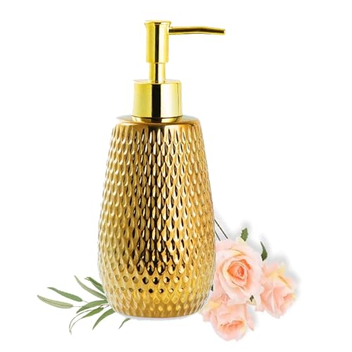 Gold Raindrop Ceramic Soap Dispenser - 12 oz Bathroom & Kitchen
