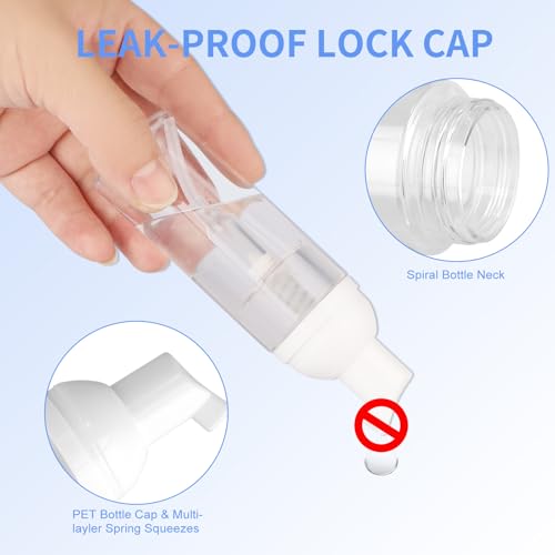 FEUNLEM Travel Foam Pump Bottle 2oz Leak-Proof Refillable Dispenser 2-Pack