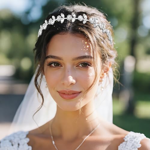 Jaciya Rhinestone Bridal Headband Silver Wedding Hair Accessory