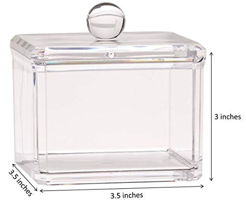 KW Collection Square Acrylic Cotton Swab & Makeup Organizer - Clear, 1 Pack