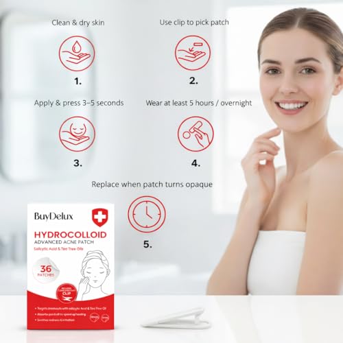 Acne Healing Patches - Hydrocolloid Pimple Patches with Salicylic Acid & Tea Tree Oil, 36 Count