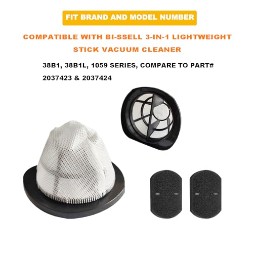 2 Pack Vacuum Filters for 3-in-1 Lightweight Stick Vac 38B1, 1059 Series