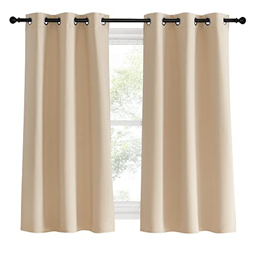 NICETOWN Blackout Curtains - Biscotti Beige, 34" x 60", Set of 2 Grommet Drapes