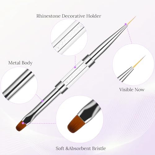 Thinp Double Ended Gel Builder Brush Set for Nail Art Design - 2 Pcs