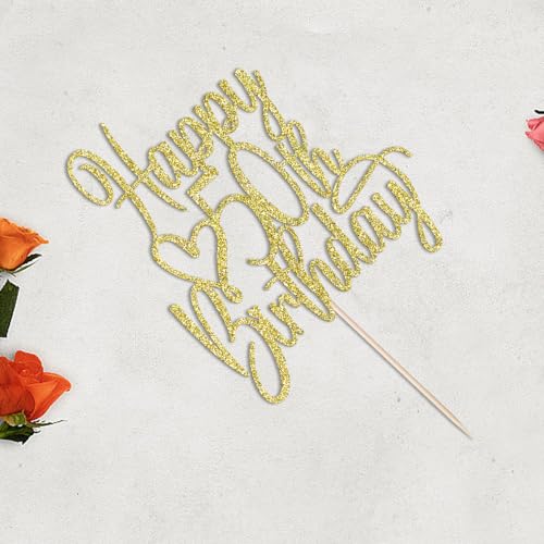 Gold Glitter 50th Birthday Cake Topper | Cheers to 50 Years
