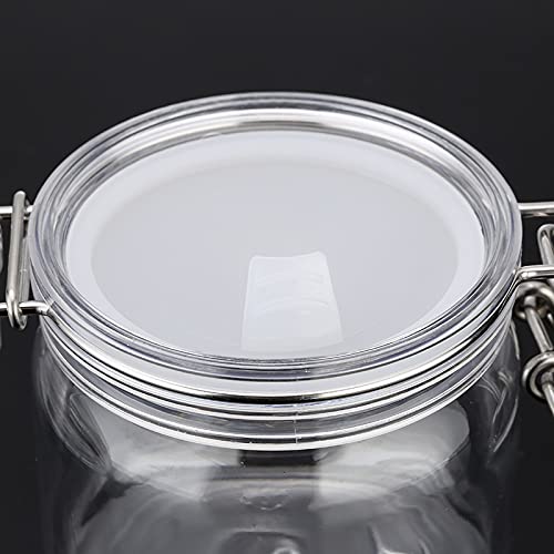 Lokusel 10oz PET Plastic Storage Jars with Airtight Hinged Lids - 2 Pack
