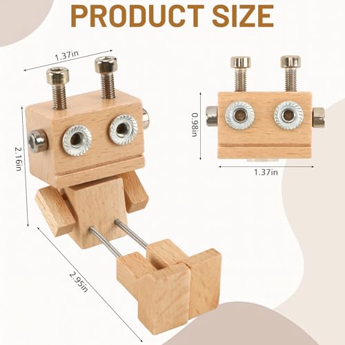 Wooden Robot Car Dashboard Decor - Fun Shaking Feet Doll