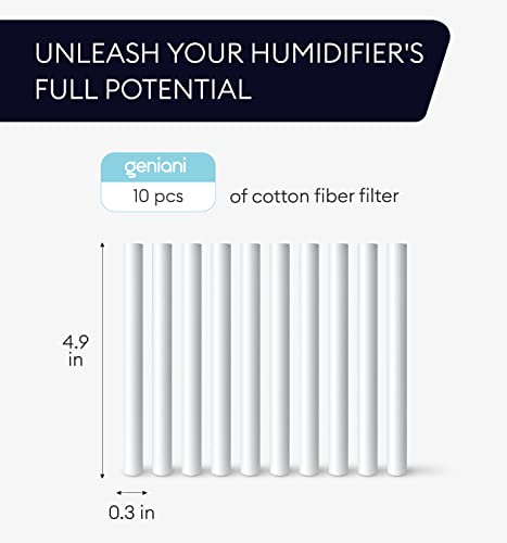 GENIANI Cotton Filter Replacement Sticks for Humidifiers - 10 PCS