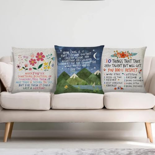 Mountains Throw Pillow Cover - Inspiring God Quote, 18x18